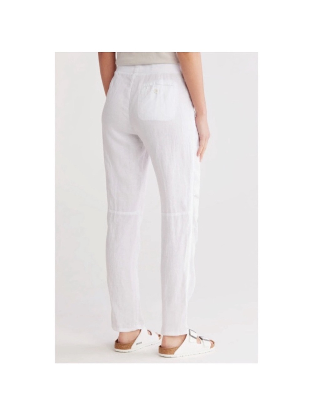Standard James Perse Linen Pull On Tapered Drawstring Utility Pants White XL